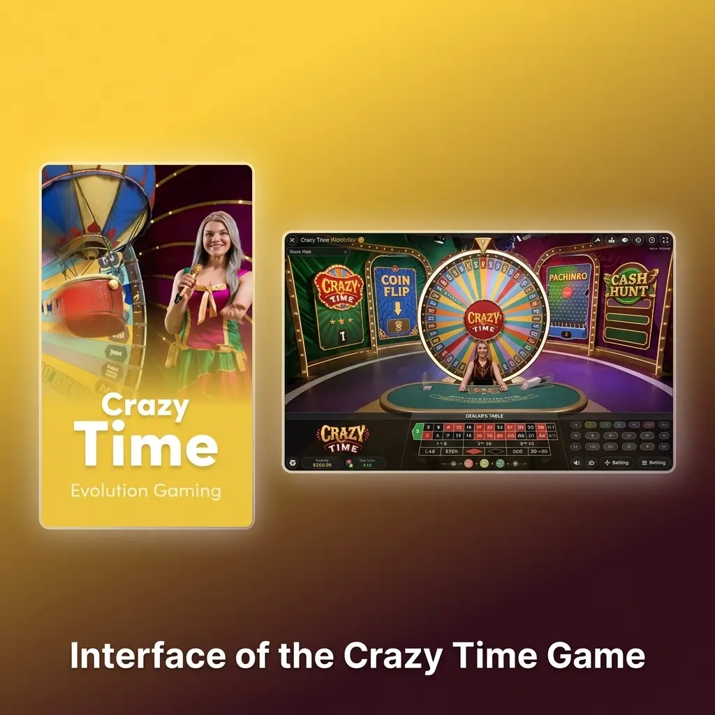 Crazy Time game interface showing money wheel and betting segments